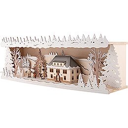 Illuminated Stand - Seiffen Townhall with Snow - 57x17 cm / 22.5x6.7 inch