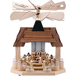 1-Tier Pyramid - Angels with Two Counter Rotating Winged Wheels - 41 cm / 16 inch