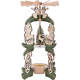 1 - Tier Pyramid  -  Forest Lodge  -  Santa Claus, Deer and Angel  -  26cm / 10.2 inch