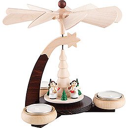 1-Tier Pyramid Natural Santa Claus and White Angels - 19 cm / 7.5 inch