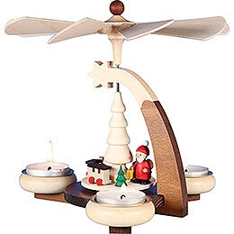 1-Tier Pyramid Natural Santa Claus with Sleigh and Train - 19 cm / 7.5 inch