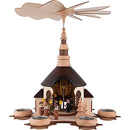 1-Tier Pyramid Seiffen Church with Carolers - 36 cm / 14.2 inch