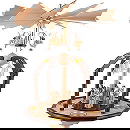 1-stckige Glckchenpyramide mit Faltenlangrockengeln und Glasglckchen - 38x28 cm