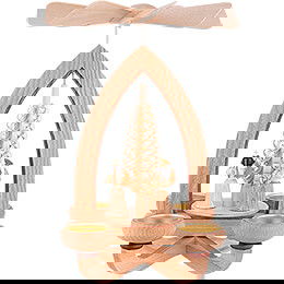 1-stckige Pyramide Faltenrockengel - natur - 28 cm
