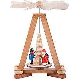 1-stckige Pyramide Weihnachtsmann und Striezelkinder - 23 cm
