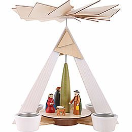 1 - stckige Pyramide mit Christi Geburt, wei  -  29cm
