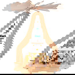 1-stckige Pyramide mit Seiffener Kirche - 40 cm