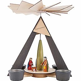 1-stöckige Pyramide mit Christi Geburt, grau - 29 cm