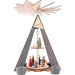 2-stckige Pyramide Christi Geburt grau - 36 cm