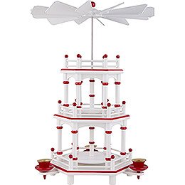 3 - Tier Pyramid  -  White - Red  -  without Figurines  -  35cm / 13.8 inch