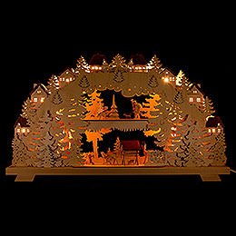 3D Candle Arch  -  Forest  -  with Deer and Forester  -  70x38cm / 27.6x15 inch