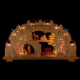 3D Candle Arch  -  Mining  -  with Deer and Miners  -  70x38cm / 27.6x15 inch