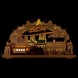 3D Candle Arch - Railway with smoking Engine - 70x38 cm / 27.6x15 inch