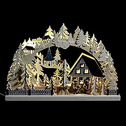 3D Candle Arch - Striezel Children and Fir Trees - 42x30 cm / 17x12 inch
