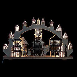 3D-Doppelschwibbogen Altstadt mit Innenbeleuchtung - 66x43x6 cm