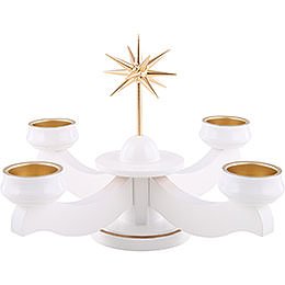 Advent Candle Holder - Star, for Thick Candles Or Tea Candles, White - 19 cm / 7.5 inch