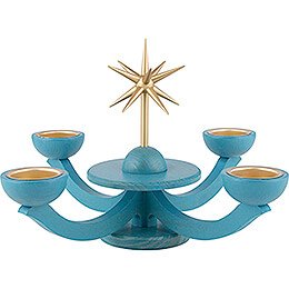 Adventsleuchter blau, mit Teelichthalter ohne Engel 31x31cm