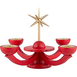 Adventsleuchter rot, mit Teelichthalter ohne Engel - 31x31 cm