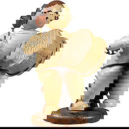Angel Sitting with Bass Drum, Natural - 6,5 cm / 2.6 inch