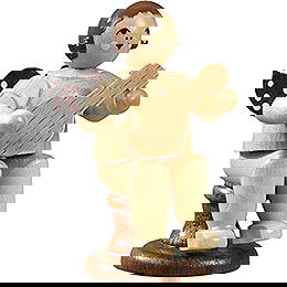 Angel Sitting with Mandolin, Natural - 6,5 cm / 2.6 inch