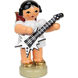 Angel Standing with Star Guitar - Blue Wings - Standing - 6 cm / 2.4 inch