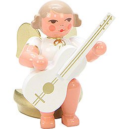 Angel White/Gold Sitting with Guitar - 5,5 cm / 2 inch