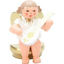 Angel White/Gold Sitting with Lute - 5,5 cm / 2 inch
