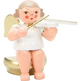 Angel White/Gold Sitting with Violin - 5,5 cm / 2 inch