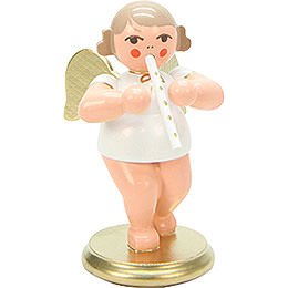 Angel White/Gold with Recorder  -  6,0cm / 2 inch