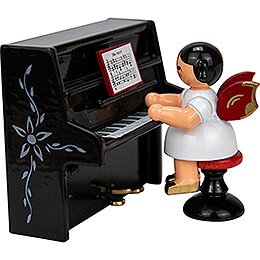 Angel at Black Piano - Red Wings - 6 cm / 2.4 inch