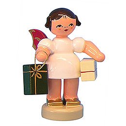 Angel with 2 Gifts- Red Wings - Standing - 6 cm / 2,3 inch