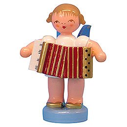 Angel with Accordion - Blue Wings - Standing - 6 cm / 2,3 inch