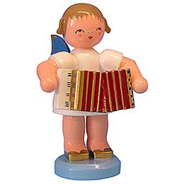 Angel with Accordion  -  Blue Wings  -  Standing  -  9,5cm / 3,7 inch