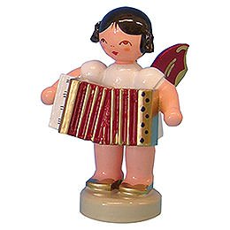 Angel with Accordion - Red Wings - Standing - 6 cm / 2,3 inch