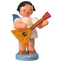 Angel with Balalaika - Blue Wings - Standing - 9,5 cm / 3,7 inch