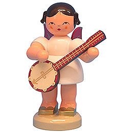 Angel with Banjo - Red Wings - Standing - 9,5 cm / 3,7 inch