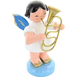 Angel with Baritone - Blue Wings - Standing - 9,5 cm / 3,7 inch