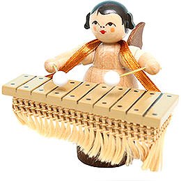 Angel with Bass Xylophone - Natural Colors - Standing - 6 cm / 2.4 inch