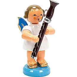 Angel with Bassoon  -  Blue Wings  -  Standing  -  9,5cm / 3.7 inch