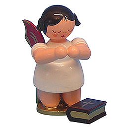 Angel with Bible - Red Wings - Kneeling - 6 cm / 2,3 inch
