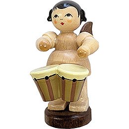 Angel with Bongo Drums - Natural Colors - 6 cm / 2.4 inch