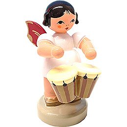 Angel with Bongo Drums - Red Wings - 6 cm / 2.4 inch