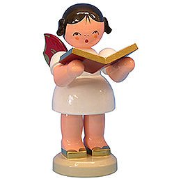 Angel with Book  -  Red Wings  -  Standing  -  9,5cm / 3,7 inch