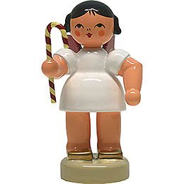 Angel with Candy Cane  -  Red Wings  -  Standing  -  6cm / 2.4 inch