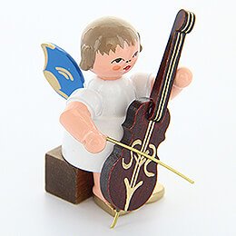 Angel with Cello  -  Blue Wings  -  Sitting  -  5cm / 2 inch