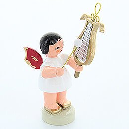 Angel with Chime - Red Wings - Standing - 6 cm / 2.4 inch