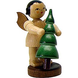 Angel with Christmas Tree - Natural- Standing - 6 cm / 2.3 inch