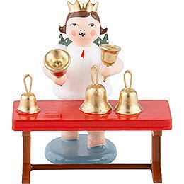 Angel with Crown and Bells at Table  -  6,5cm / 2.6 inch