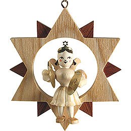 Angel with Cymbals in Star, Natural - 9,5 cm / 3.7 inch