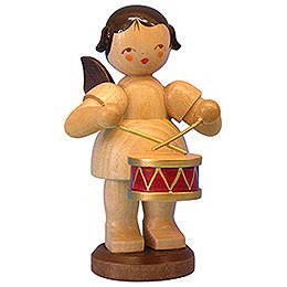 Angel with Drum - Natural Colors - Standing - 9,5 cm / 3,7 inch
